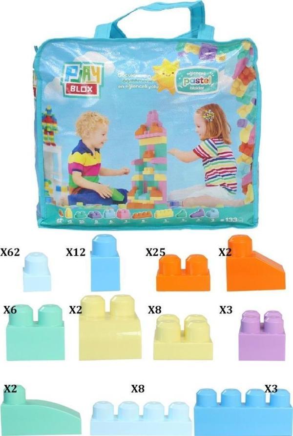 Asya Oyuncak Pastel Blok Yapı Oyuncakları Çanta 133 Parça 3004 - Image 1