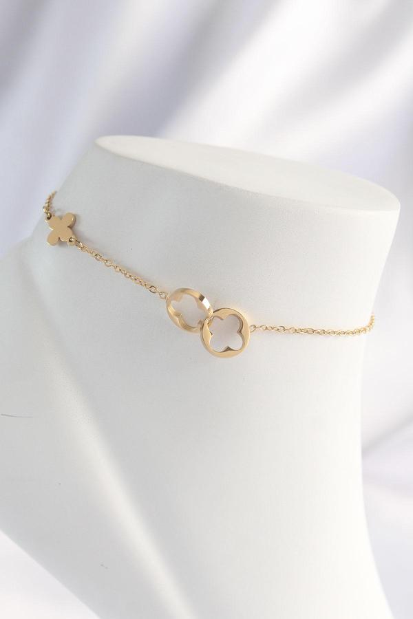 Altın Sarısı Gold Renk Yonca Model Halhal - H1623 - Image 1