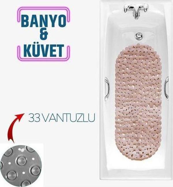 TransForMacion Banyo Duş Kaydırmaz Paspas PUDRA 33 Vantuzlu J.Stone Design 716672 - Image 1