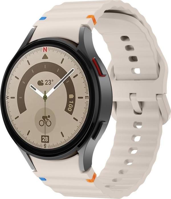 Samsung Galaxy Watch 5 Pro 45mm İle Uyumlu Metal Tokalı Dalgalı Spor Silikon Kordon - Image 1
