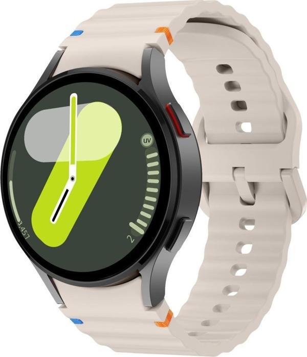 Samsung Galaxy Watch 7 40mm-44mm İle Uyumlu Metal Tokalı Dalgalı Spor Silikon Kordon - Image 1