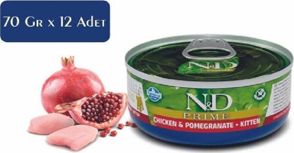 N&D Nd Prime Kedi Konserve Mama Tavuk & Nar Kitten 70 gr * 12 Adet - Image 1