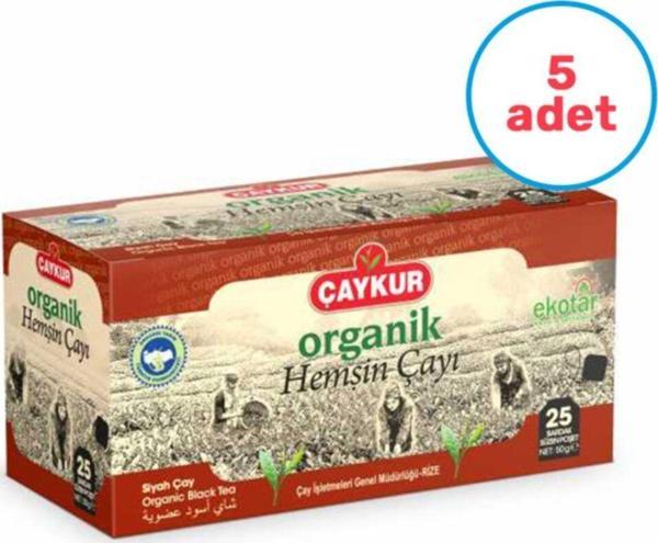 Çaykur 5 Adet Organik Hemşin Süzen Bardak Poşet Çay 25'li - Image 1