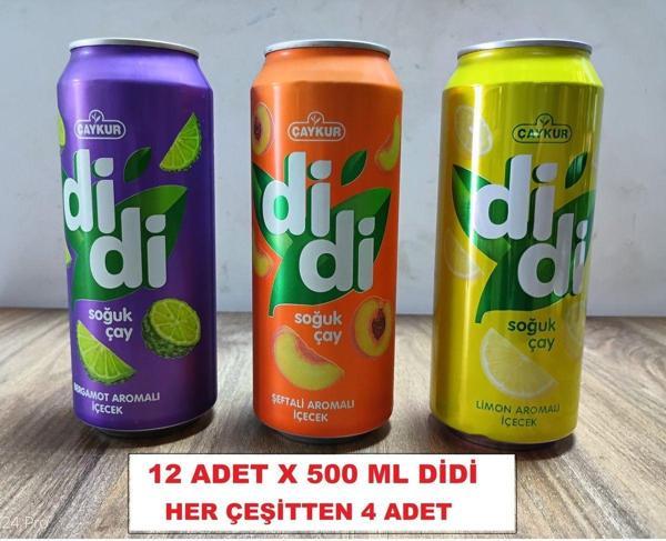 Çaykur Didi Hepsibir Paketi Bergamot + Limon + Şeftali Soğuk Çay 500 Ml X 12 Adet - Image 1