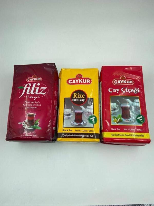 Çaykur FİLİZ ÇAY, TURİST ÇAY VE ÇAY ÇİÇEĞİ ÜÇLÜ PAKET 500X3 - Image 1