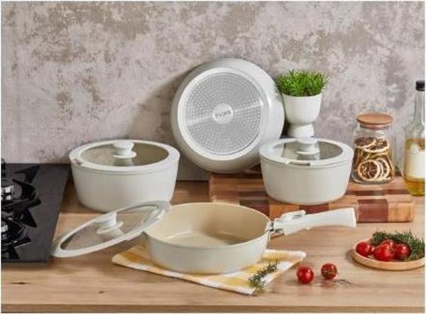 Falez Aurıs 8 Parça Akıllı Tencere Set Bej - Image 1