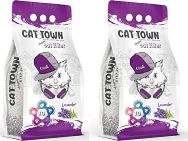CAT TOWN Lavanta Kokulu Bentonit Ince Taneli Kedi Kumu 10 Lt X 2 Adet - Image 1