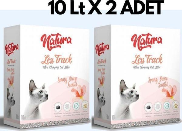 natura Less Track Bahar Esintili Ultra Topaklaşan Aktif Karbonlu Doğal Kedi Kumu 10 Lt 2 Adet - Image 1