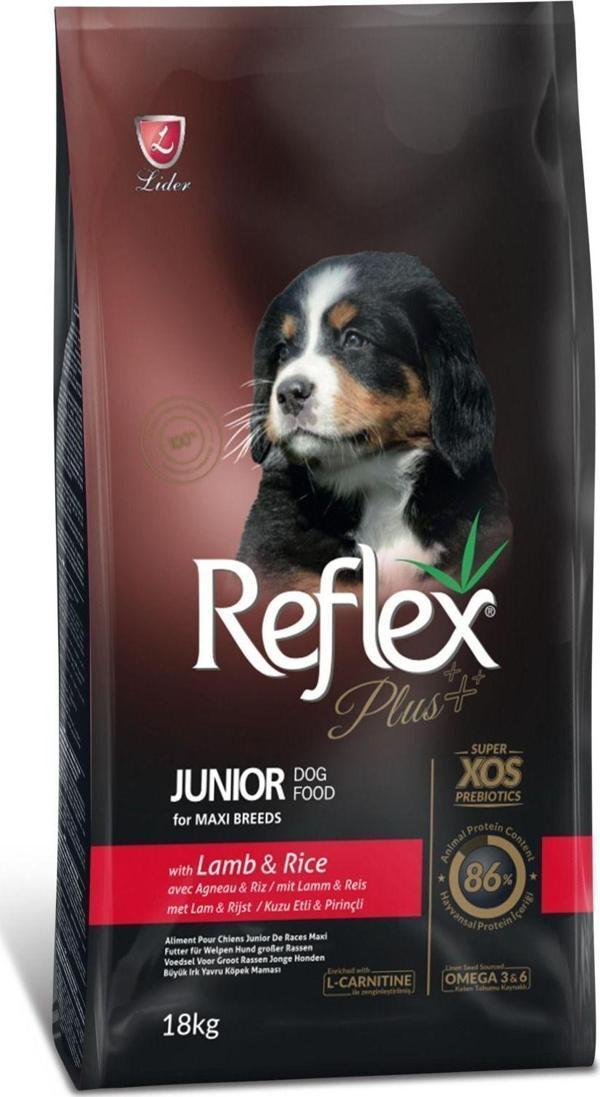 Reflex Plus Junior Kuzu Etli Pirinçli Büyük Irk Yavru Köpek Maması 18 Kg - Image 1