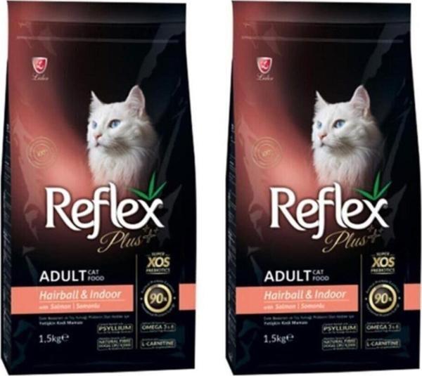 Reflex Plus Somonlu Hairball Yetişkin Kedi Maması 1,5 Kg 2 Adet - Image 1