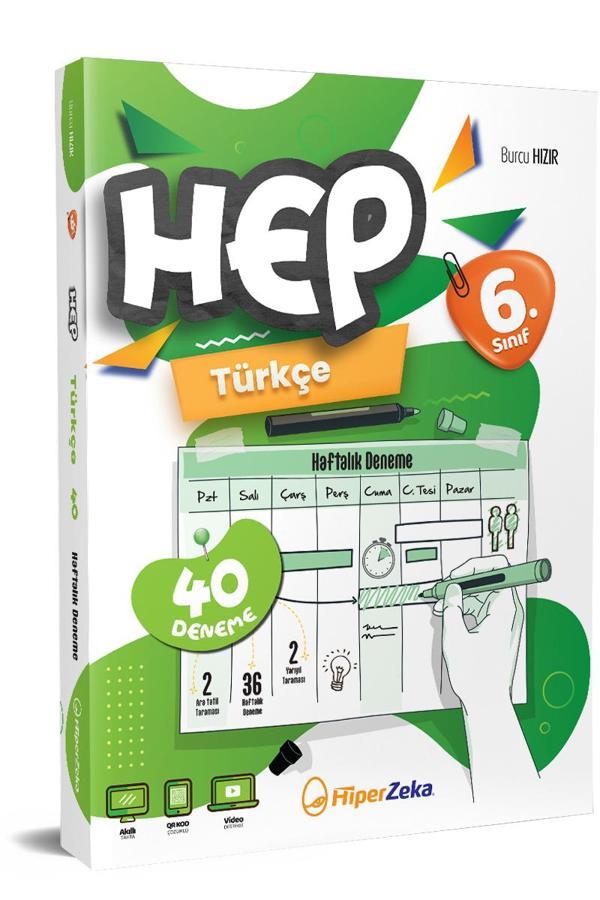 Hiper Zeka Yayınları 6. Sınıf Türkçe Hep Haftalık Deneme Föyleri - Hiper Zeka - Image 1