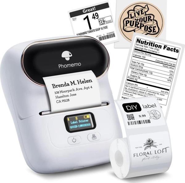 Phomemo M110 Etiket Makinesi Beyaz Kablosuz Taşınabilir Bluetooth - USB Şarjlı - Image 1
