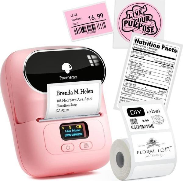 Phomemo M110 Etiket Makinesi Pembe Kablosuz Taşınabilir Bluetooth - USB Şarjlı - Image 1