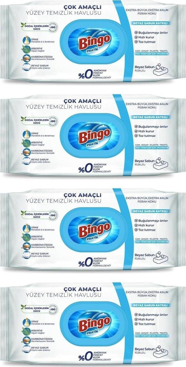 Bingo Yüzey Temizleme Havlusu 50'li Beyaz Sabun x 4 Adet - Image 1
