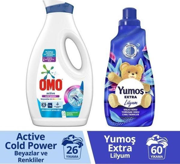 Omo Sıvı Deterjan Active Cold Power Beyazlar Ve Renkliler 1690 ml X1 Yumoş Extra Lilyum 1440 ml X1 - Image 1