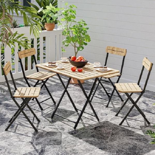 Eportatif 4 Kişilik Bistro Takım Bahçe Masa Sandalye Çam 1427 - Image 1
