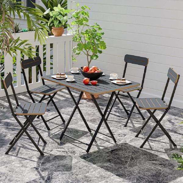Eportatif 4 Kişilik Bistro Takım Bahçe Masa Sandalye Füme 1429 - Image 1