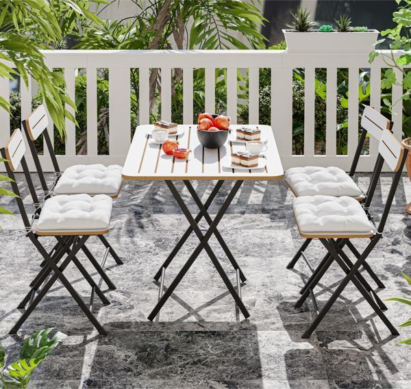 Eportatif 4 Kişilik Minderli Bistro Takım Bahçe Masa Sandalye Beyaz 1431 - Image 1