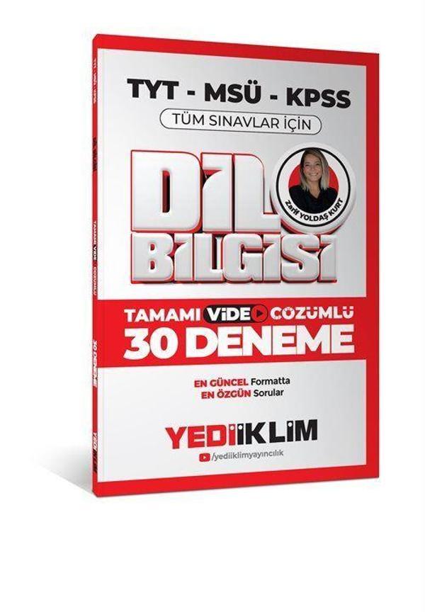 2025 KPSS MSÜ TYT Dil Bilgisi Tamamı Video Çözümlü Tüm Sınavlar için 30 Deneme - Yediiklim Yayınları - Image 1