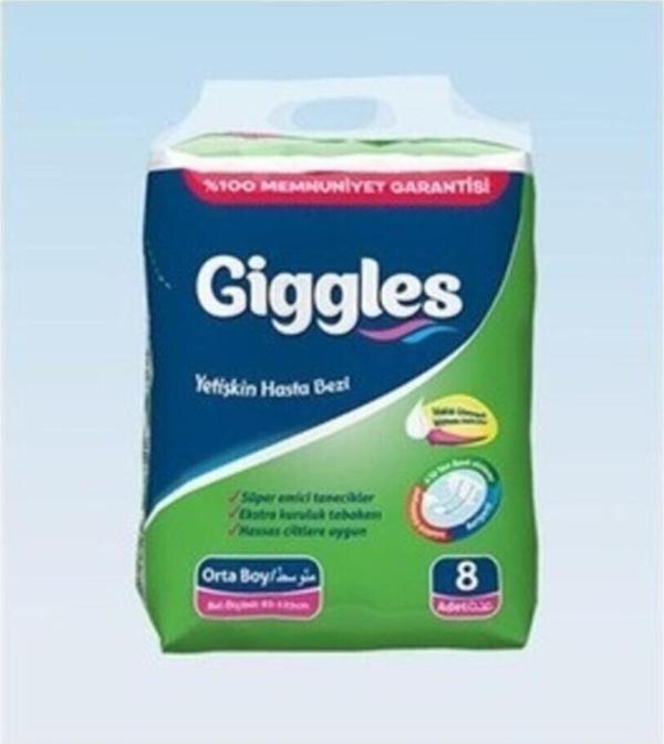 Giggles Hasta Bezi Medium 8'li Yetişkin Tekstil Yüzlü Bağlamalı - Image 1