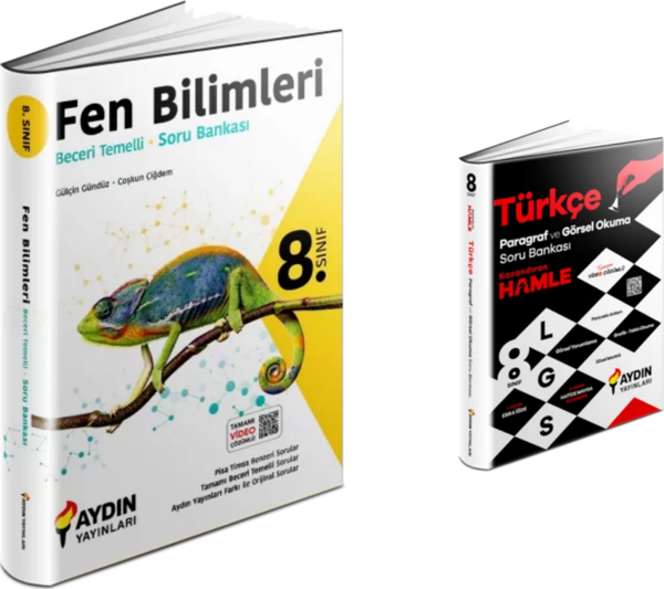 Aydın Yayınları 8.sınıf Beceri Tem. Fen Bil. Soru Bankası & Aydın Kazandıran Hamle Türkçe Soru Banka - Aydın Yayınları - Image 1