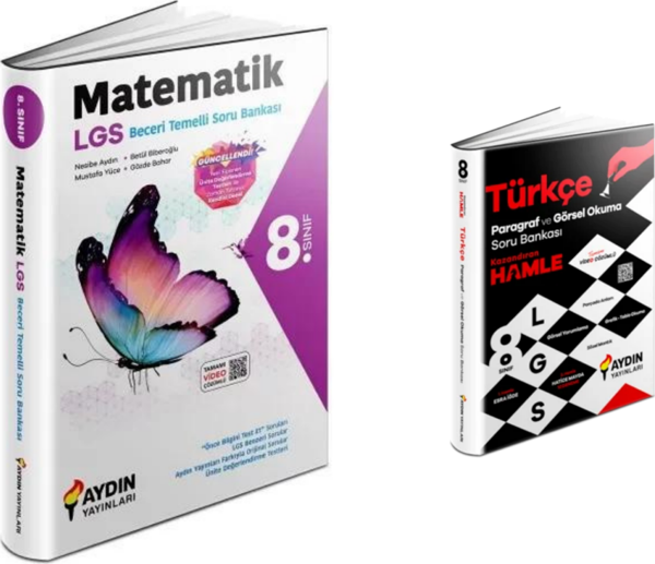 Aydın Yayınları 8.sınıf Beceri Tem. Matematik Soru Bankası & Aydın Kazandıran Hamle Türkçe Soru Bank - Aydın Yayınları - Image 1