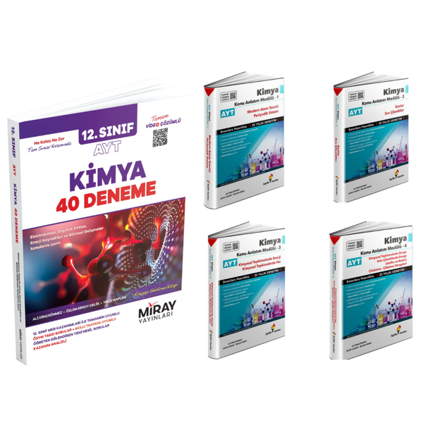 Miray Yayınları 12.sınıf Ayt Kimya 40 Deneme & Ayt Kimya (1,2,3,4) Modülleri - Miray Yayınları - Image 1