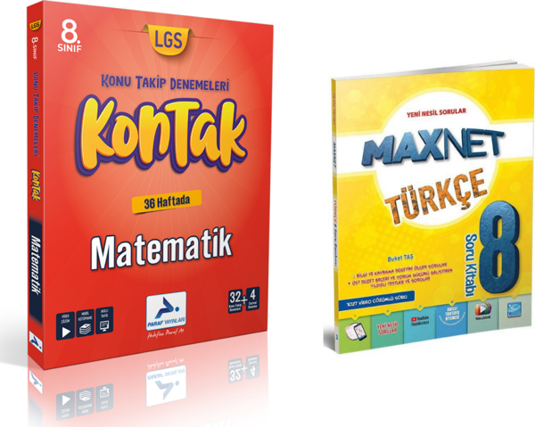 Paraf Yayınları 8.sınıf Kontak Matematik Deneme &  8.sınıf Türkçe Soru Kitabı - Paraf Yayınları - Image 1