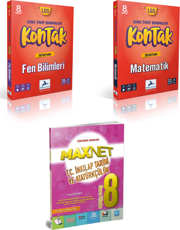 Paraf Yayınları 8.sınıf Kontak Matematik Fen Bil. Deneme &  8.sınıf İnkılap Soru Kitabı - Paraf Yayınları - Image 1