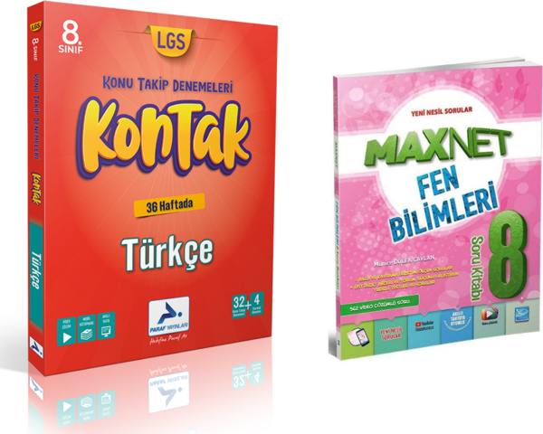 Paraf Yayınları 8.sınıf Kontak Türkçe Deneme &  8.sınıf Fen Bil. Soru Kitabı - Paraf Yayınları - Image 1