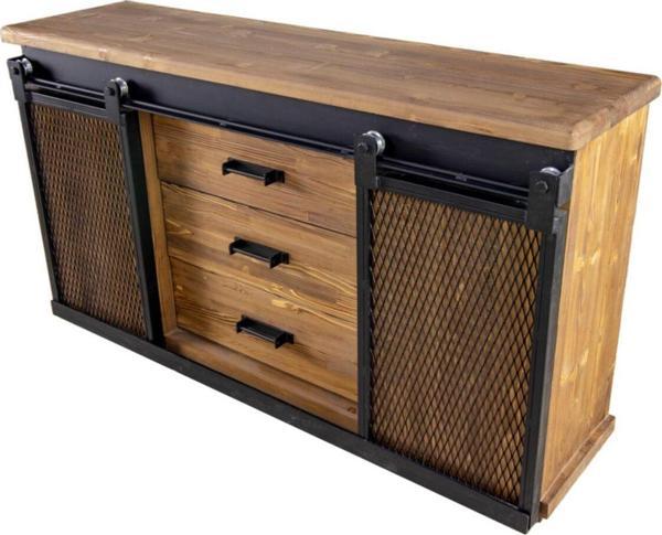  Masif Ahşap 3 Çekmeceli Sürgülü Konsol ofis dosya Dolap 180x45x90 Cm - Image 1