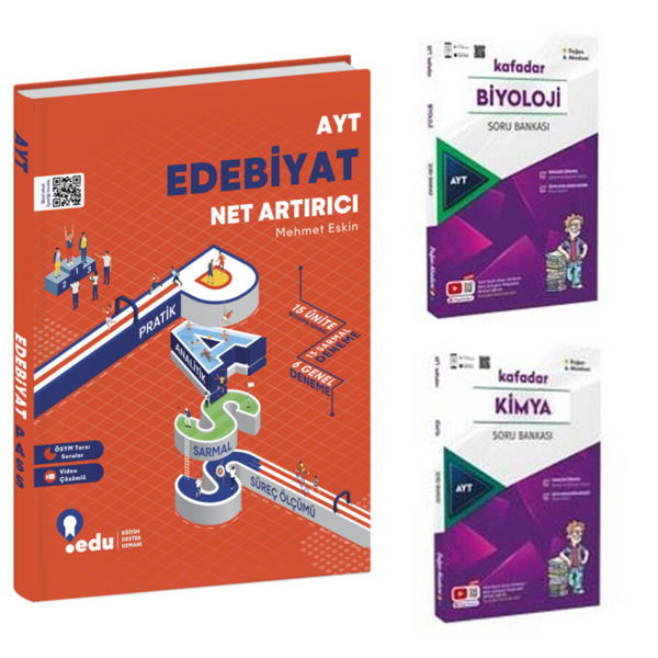 Edu Yayınları Ayt Edebiyat Net Artırıcı & Biyoloji Ve Kimya Soru Ban. - EDU Yayınları - Image 1