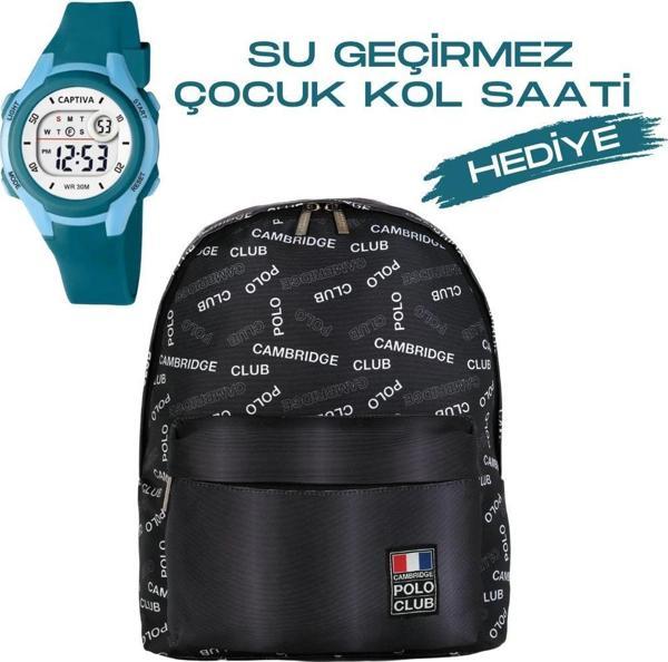 Çocuk Kol Saati Hediyeli Cambridge Polo Club Büyük Kapasiteli Çocuk Okul Çantası CPC.4010.C001 - Image 1