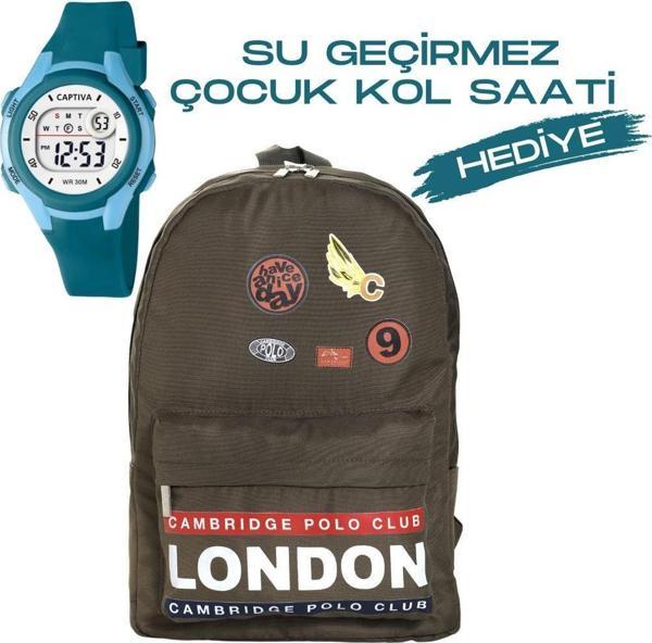 Çocuk Kol Saati Hediyeli Cambridge Polo Club Büyük Kapasiteli Çocuk Okul Çantası CPC.4013.C0025 - Image 1