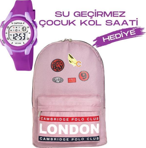 Çocuk Kol Saati Hediyeli Cambridge Polo Club Büyük Kapasiteli Çocuk Okul Çantası CPC.4013.C0026 - Image 1