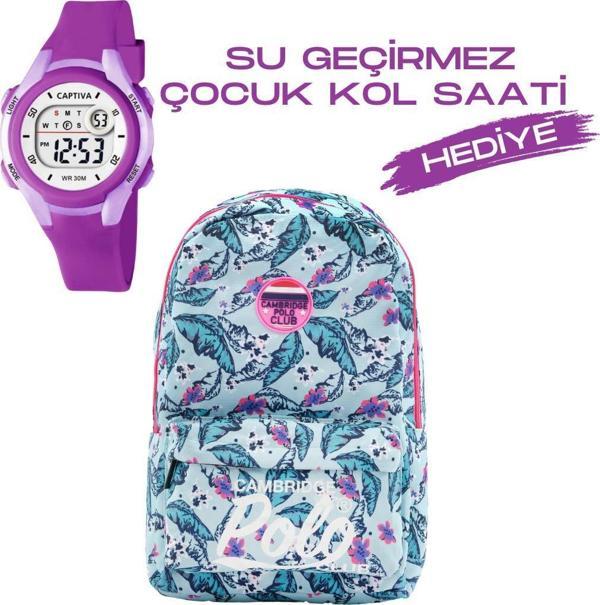 Çocuk Kol Saati Hediyeli Cambridge Polo Club Büyük Kapasiteli Çocuk Okul Çantası CPC.4022.C0014 - Image 1