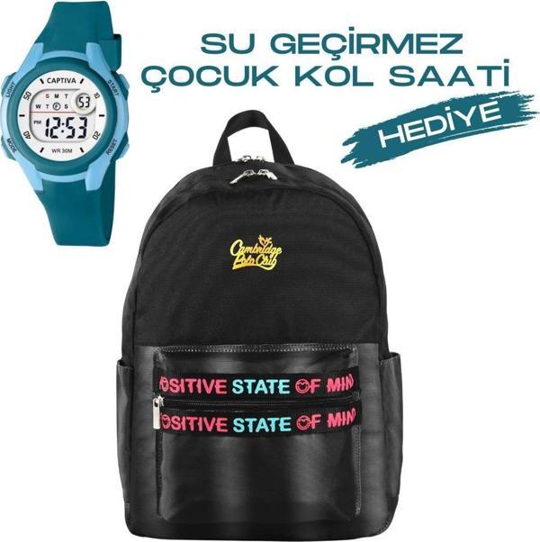 Çocuk Kol Saati Hediyeli Cambridge Polo Club Büyük Kapasiteli Çocuk Okul Çantası CPC.4045.C0001 - Image 1