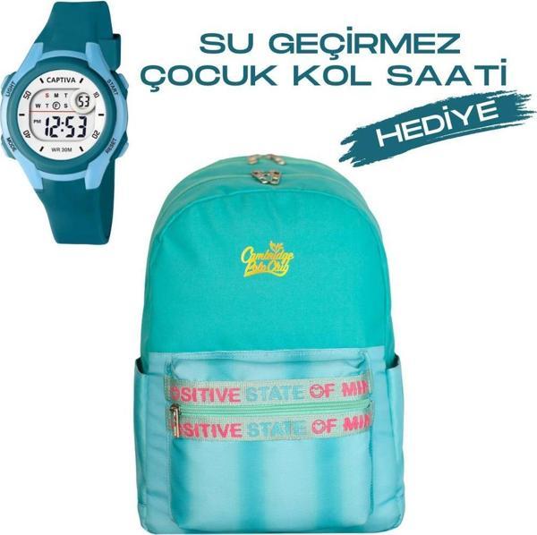 Çocuk Kol Saati Hediyeli Cambridge Polo Club Büyük Kapasiteli Çocuk Okul Çantası CPC.4045.C014 - Image 1