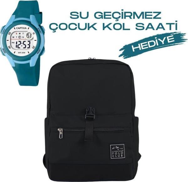 Çocuk Kol Saati Hediyeli Cambridge Polo Club Büyük Kapasiteli Çocuk Okul Çantası CPC3010.C001 - Image 1