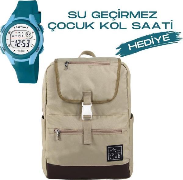 Çocuk Kol Saati Hediyeli Cambridge Polo Club Büyük Kapasiteli Çocuk Okul Çantası CPC3010.C0031 - Image 1