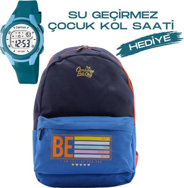 Çocuk Kol Saati Hediyeli Cambridge Polo Club Büyük Kapasiteli Çocuk Okul Çantası CPO.4080.C0011 - Image 1