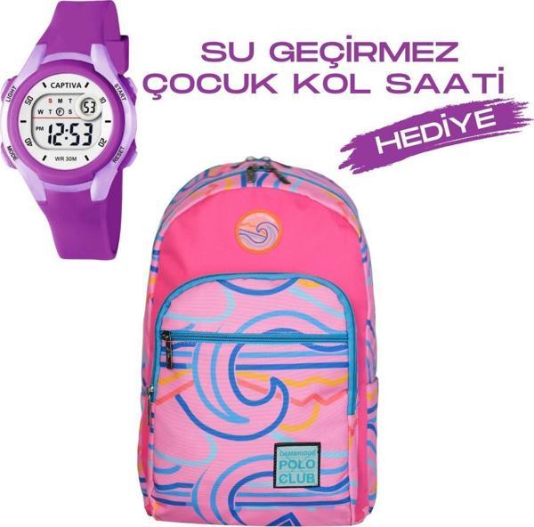 Çocuk Kol Saati Hediyeli Cambridge Polo Club Büyük Kapasiteli Çocuk Okul Çantası CPO.4092.C0026 - Image 1