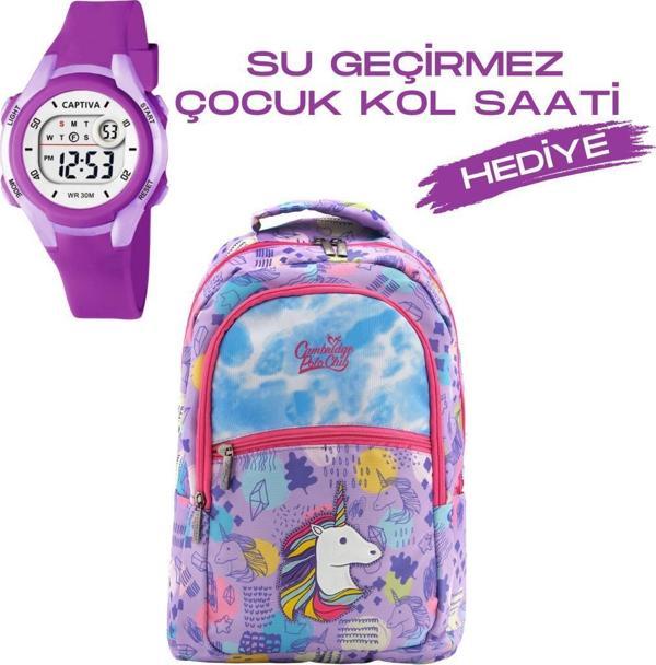 Çocuk Kol Saati Hediyeli Cambridge Polo Club Büyük Kapasiteli Çocuk Okul Çantası CPO.C4057 - Image 1