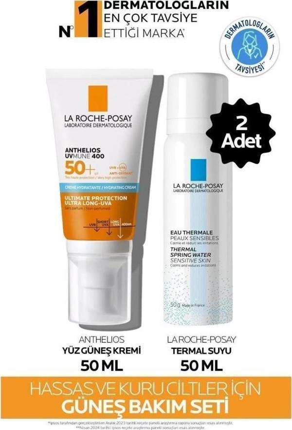 La Roche-Posay Anthelios Uvmune400 Spf50 Hydrating Güneş Kremi 50 Ml + Termal Su 2 X 50 ML - 2'li Set - Image 1