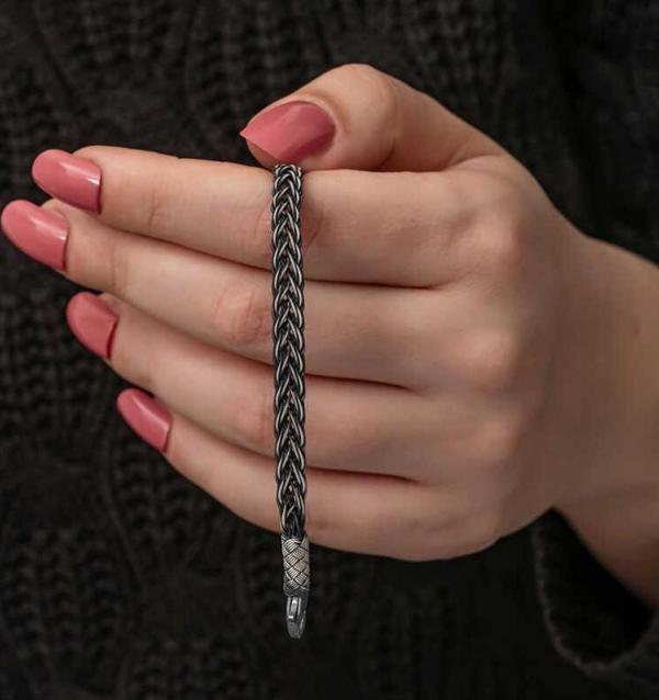 Gümüş Kazaziye Örgü Bileklik - Image 1