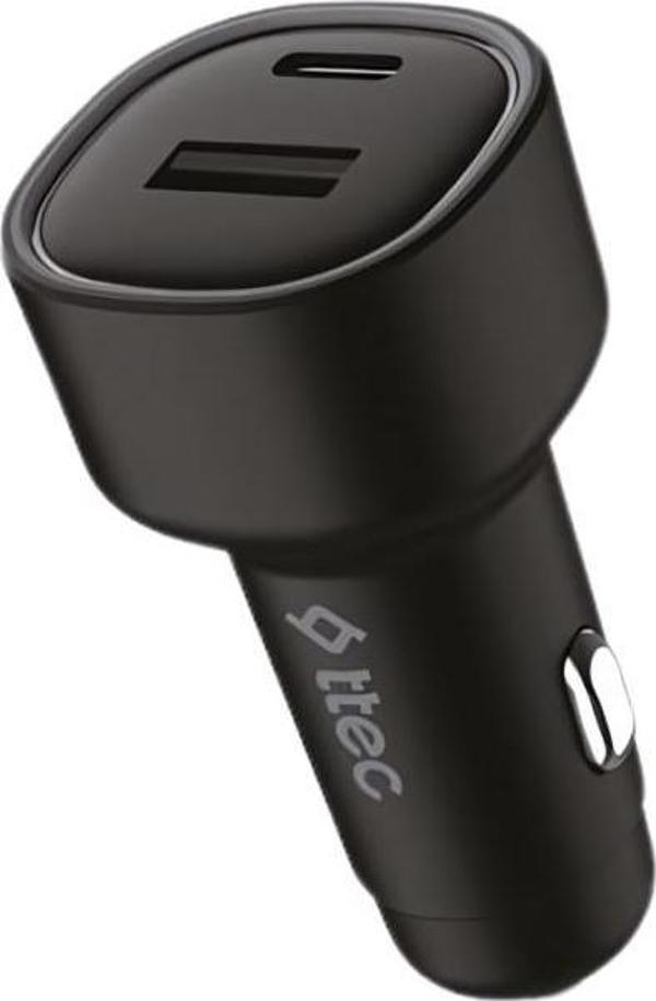 Ttec Süper Hızlı 48W 1xUSB ve 1x Type-C Araç Şarj Cihazı, 12/24V Çakmaklık Girişli Akım Korumalı - Image 1