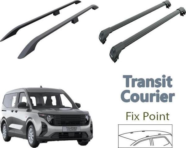 Ford Yeni Courier Aleminyum Tavan Çıtası ve Ara Atkısı Plus Set Siyah - Image 1