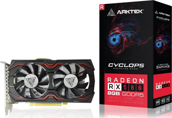 ARKTEK CYCLOPS, AKR580D5S8GH1, RX580, 8Gb, GDDR5, 256BIT, 1xDVI, 1xHDMI, 1xDP GAMING Ekran Kartı - Image 1