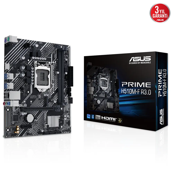 ASUS PRIME H510M-F R3.0, 2xDDR4, M.2, HDMI, 10-11.Nesil, LGA1200 Soket, Anakart - Image 1