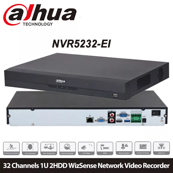 DAHUA  NVR5232-EI, 32Kanal, 12Mpix, H265+, 2 HDD Desteği, 1080P Kayıt, 320Mbps Bant Genişliği, NVR - Image 1